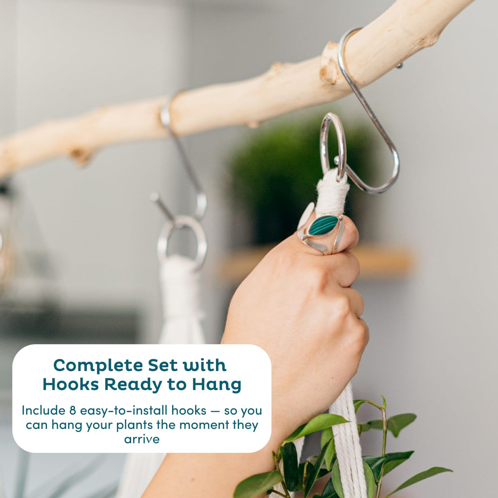 4-Pack Macrame Plant Hangers with 8 Hooks - Hanging Planters for Indoor Plants, Boho Macrame Hangers Indoor Outdoor