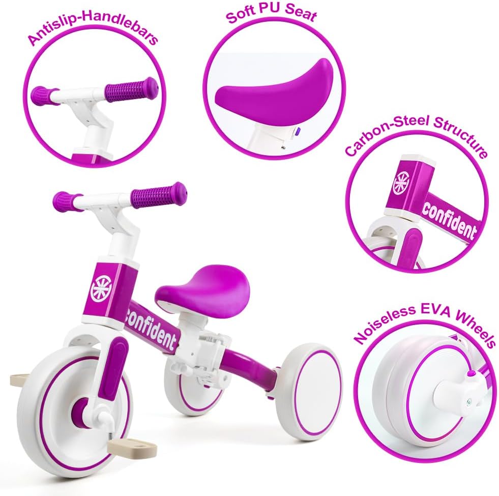 Tricycles for 1-3 Year Olds, 5 in 1 Toddler Balance Bike