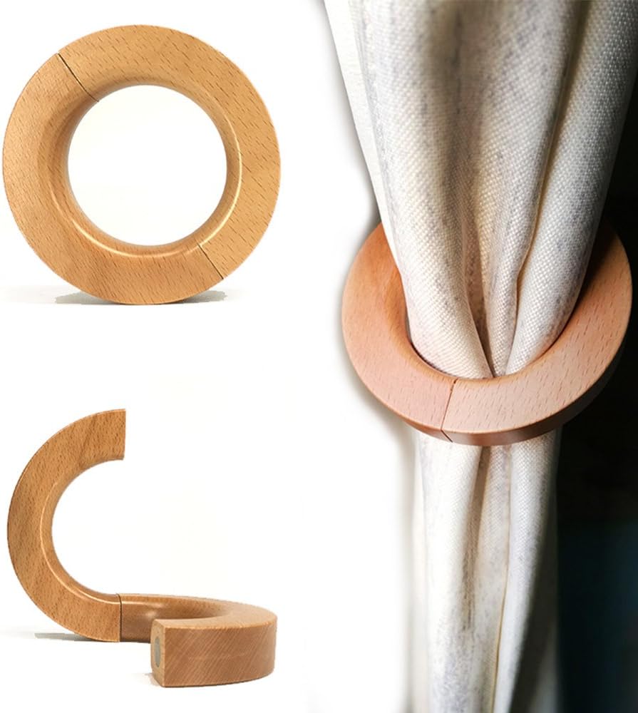 2 Pcs Wooden Curtain Tiebacks Holdbacks European Classic Retro Window Home Office Decorative Drapes Holders Strong