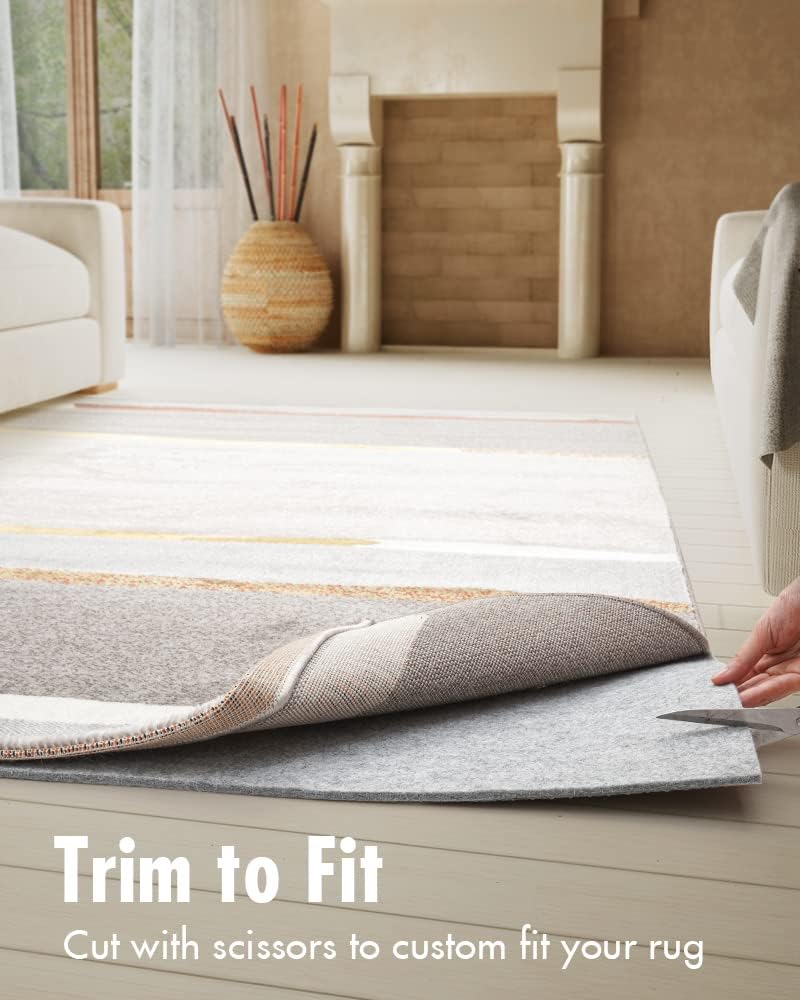 8x10 Non Slip Felt Rug Pad for Hardwood Floor, 1/8 Area Rug Gripper - Set of 80