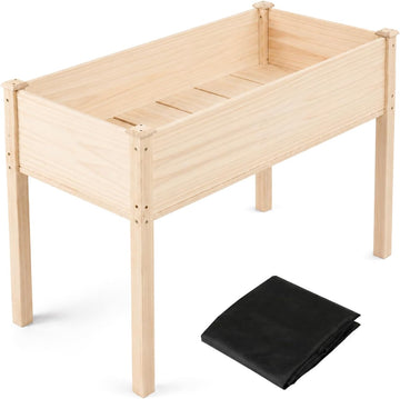 48.5"x22.5"x30" Elevated Raised Garden Bed with Bed Liner, Heavy Duty Wood Planter with Legs for Vegetables Fruits