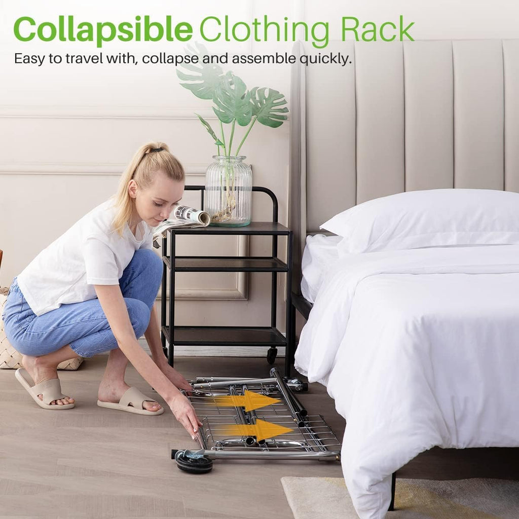 Clothing Garment Rack Capacity 525LBS Collapsible Clothes Rack