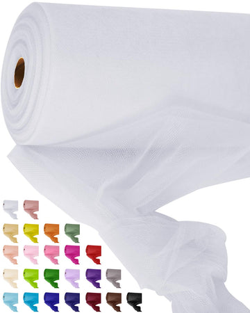 Tulle Fabric Roll 54 Inch x 40 Yards for Wedding Decor (White)