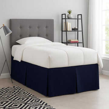 Pleated College Dorm Bed Skirt Luxury Microfiber, Twin XL (39x80) with Split Corners, 46" Long Drop, Hotel-Quality