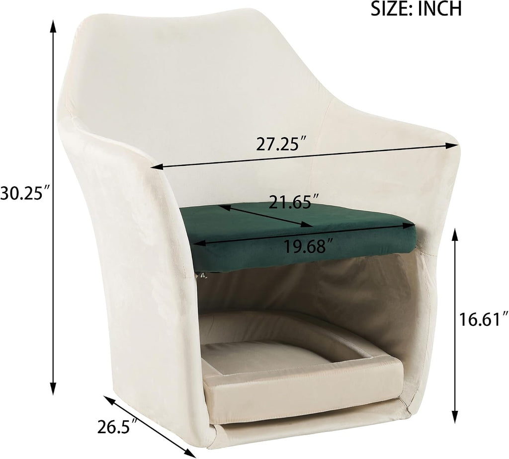 Furniture Style 2 in 1 Pet Friendly Mid Century Modern Accent Chair Soft Fabric Upholstered Leisure Armchair Bedroom
