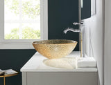 Pearl Series Glass Vessel Sink In Gold Top Raindrop Mount Sinks Above Countertop | Vanity Countertop Sink Bowl with