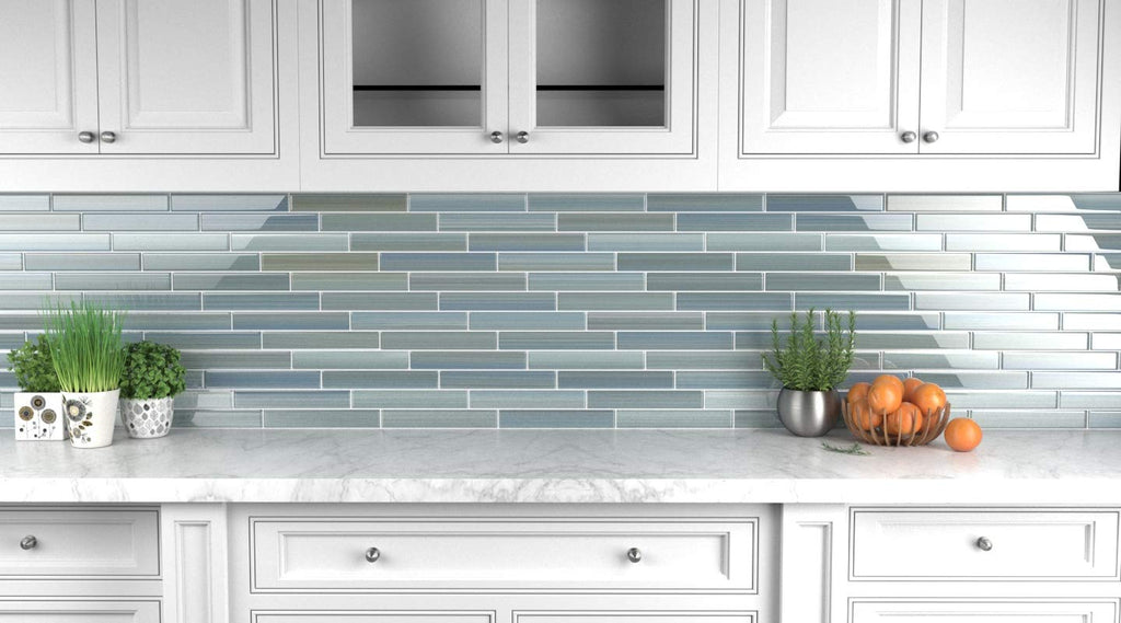 Wintermoss Glass Subway Tile Backsplash or Bathroom, 2x12