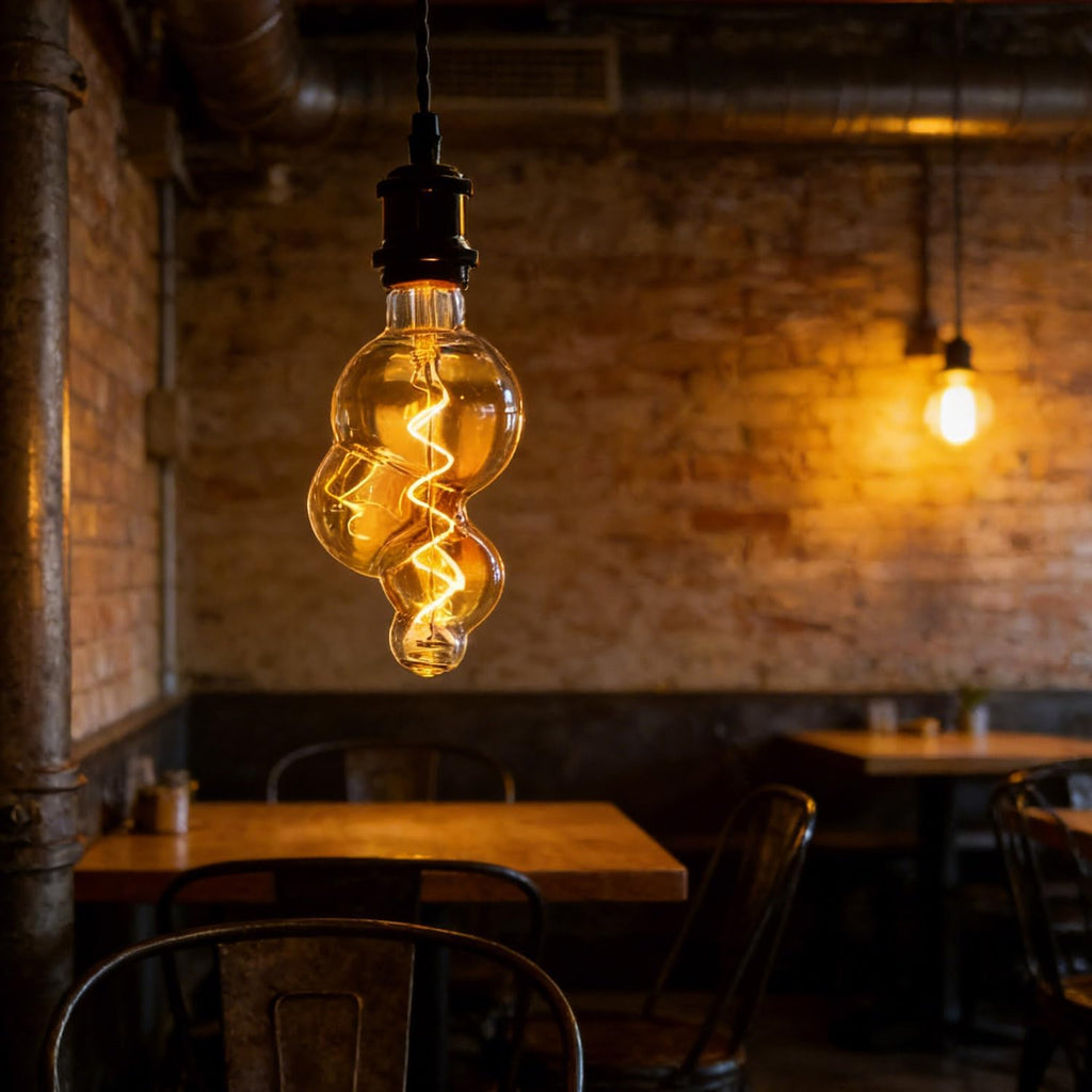 Dimmable LED Edison Bulb 4W 25W Equivalent 2000K Warm White, Bubble Amber Glass Spiral Filament E26 Vintage