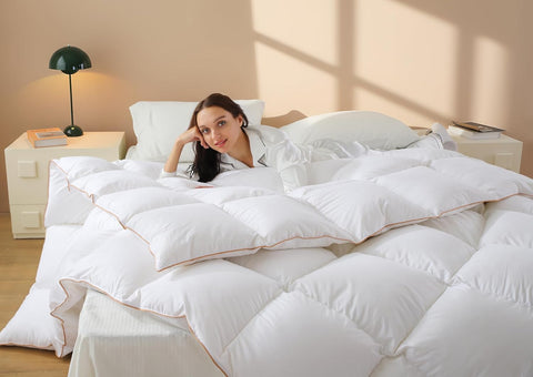 Down Comforter King - All Season Medium Weight Fluffy White Duvet Insert, Warm Feather Bedding, Soft