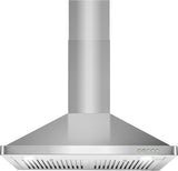 Stainless Steel Wall Mount Range Hood 380 CFM Push Button Control, LED Lights Ducted