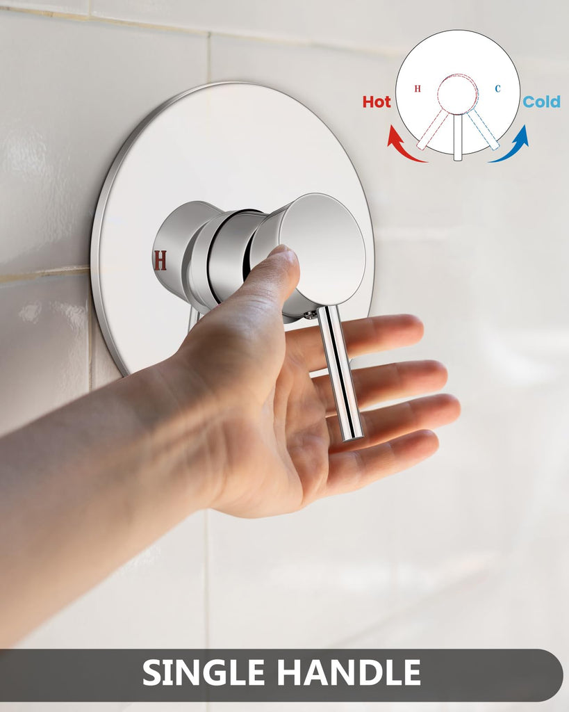 Shower Faucet Set with Rough-In Valve and Shower Head, Polish Chrome