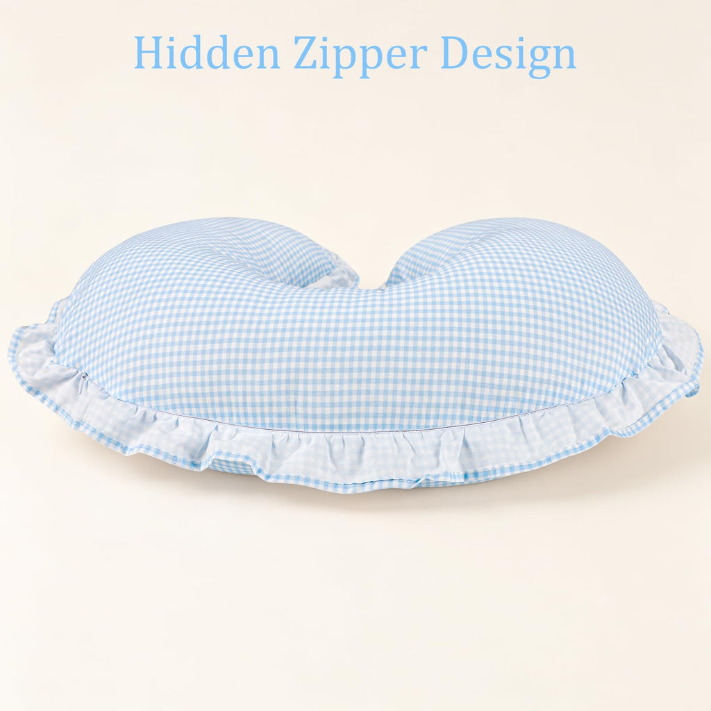 Cotton Nursing Pillow Cover, Removable Ruffled Pillowcase for Breastfeeding Pillows, Ultra Soft Comfortable Slipcover