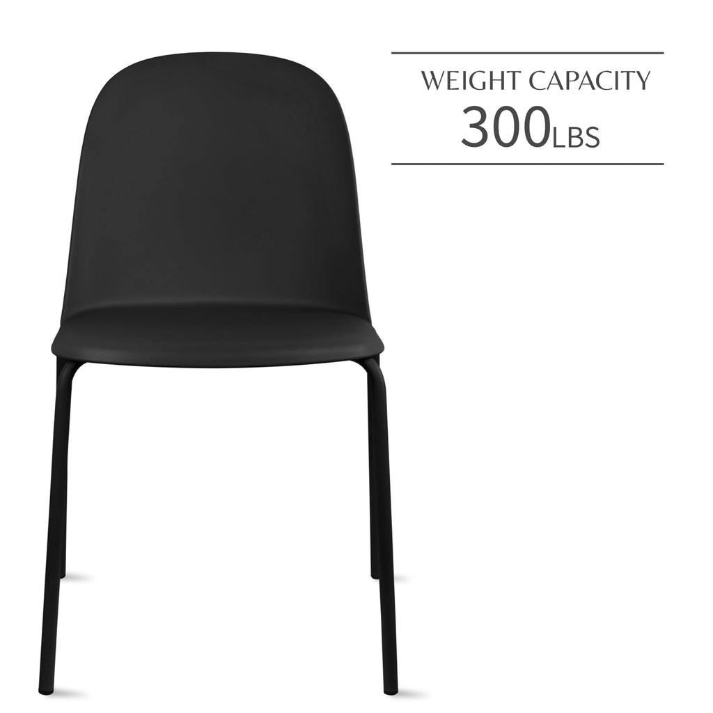 Modern Stackable Armless Dining Chair | Plastic Shell Seat with Metal Legs | Indoor or Outdoor Use | Home Kitchen