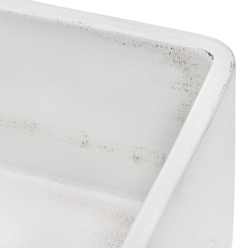33 x 20 inch Fireclay Reversible Farmhouse Apron-Front Kitchen Sink Specialty Finish - Distressed White - RVL2300SW