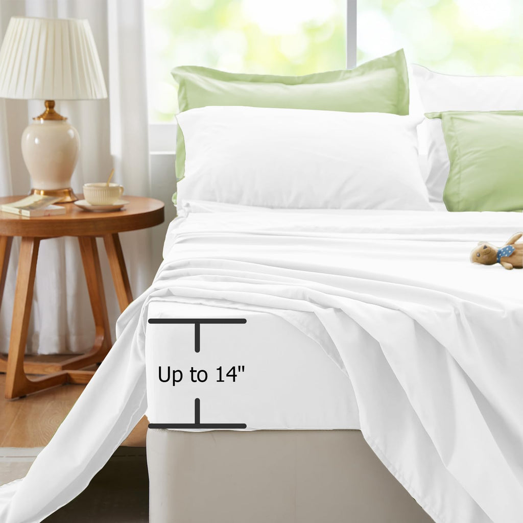 Queen Comforter Set Light Green Bedding Set, 7 Pieces Soft Bed in a Bag with Comforter, Sheets, Pillowcases & Shams