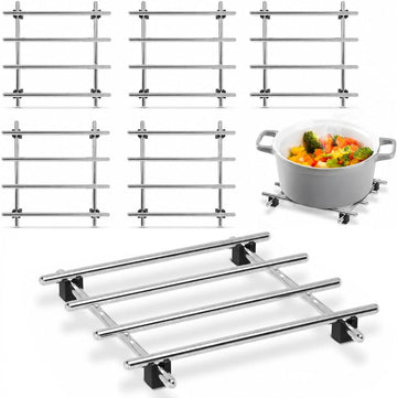 Stainless Steel Trivets for Hot Dishes, 7 x 7 Inch Footed Pads - Set of 6