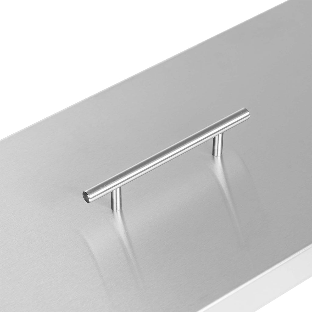Pit Cover for 30"x6" Linear Burner Pan (33" x 9" Actual Size), Commercial Grade, Stainless Steel, Reinforced Wrapped