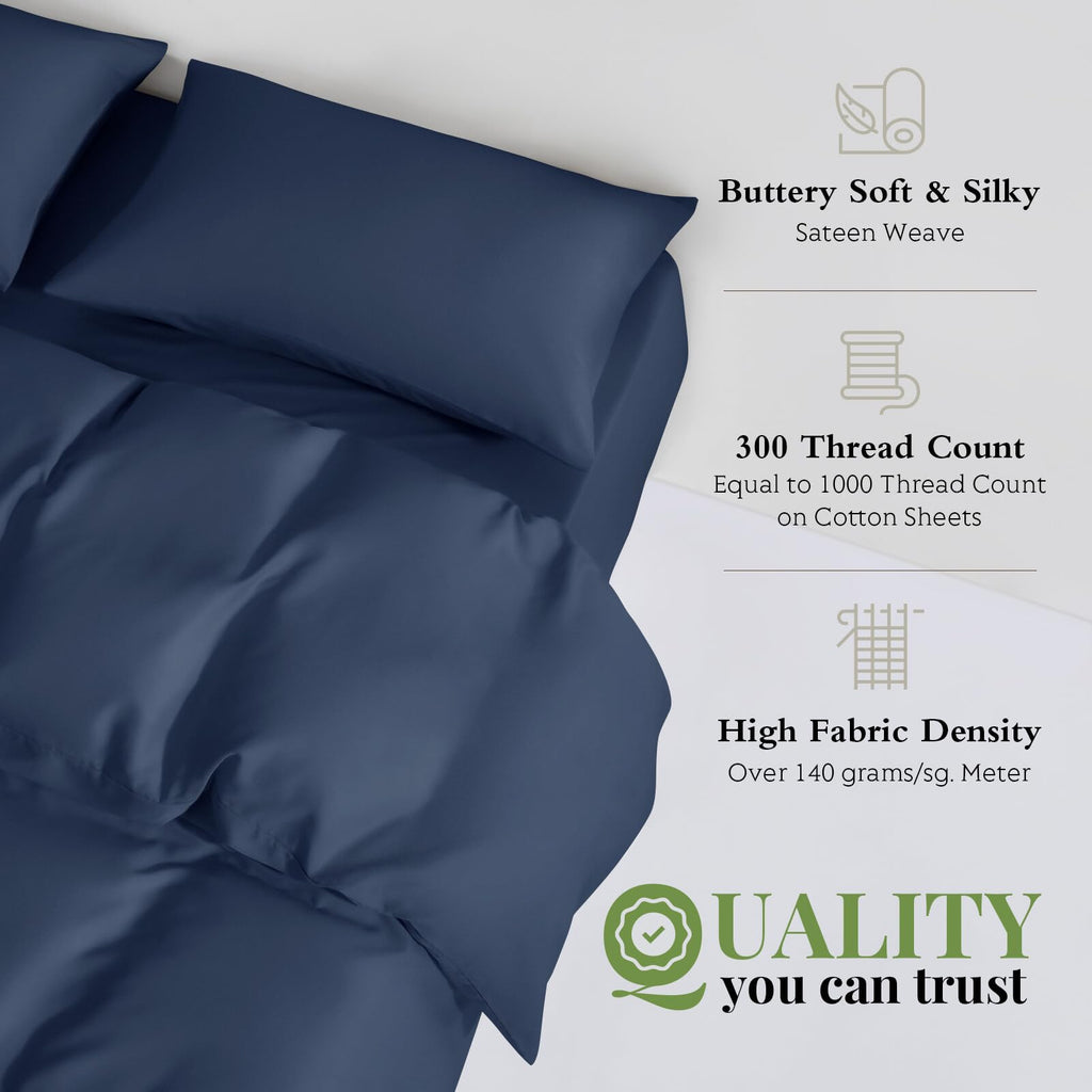 Cooling Duvet Cover Set Full/Queen for Hot Sleepers | 100% Viscose Derived from Bamboo | Silky Soft & Breathable | 3