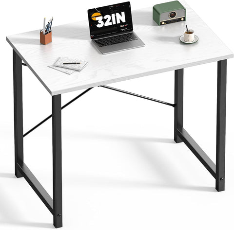 32 Inch Small Computer Desk, Modern Study Work Table Simple Style, WritInchg Desks with X-Shaped ReInchforcement, Black
