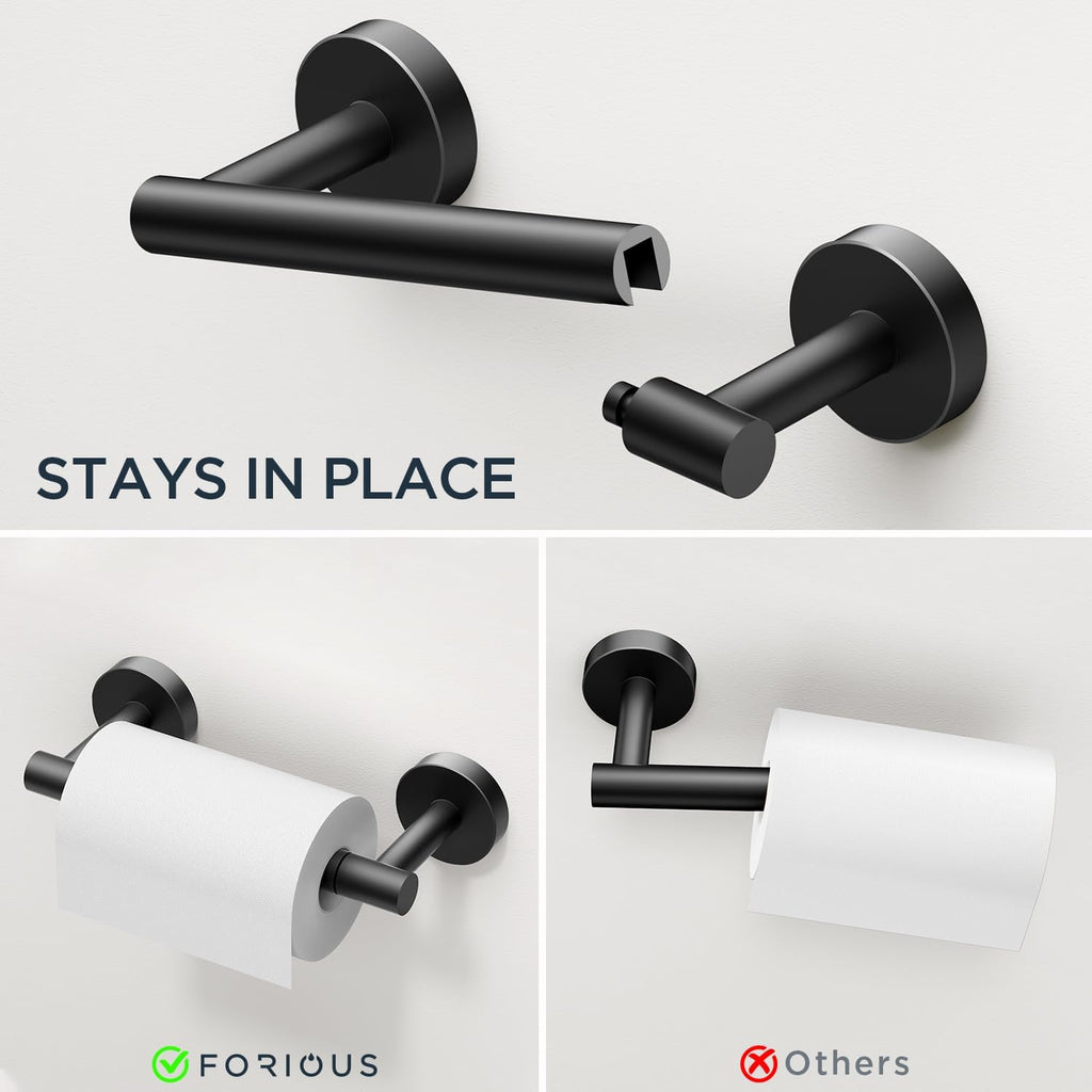 Bathroom Accessories, 4-Piece Bathroom Hardware Set - 24" Towel Bar | Matte Black | Towel Hooks, Towel Racks , Toilet