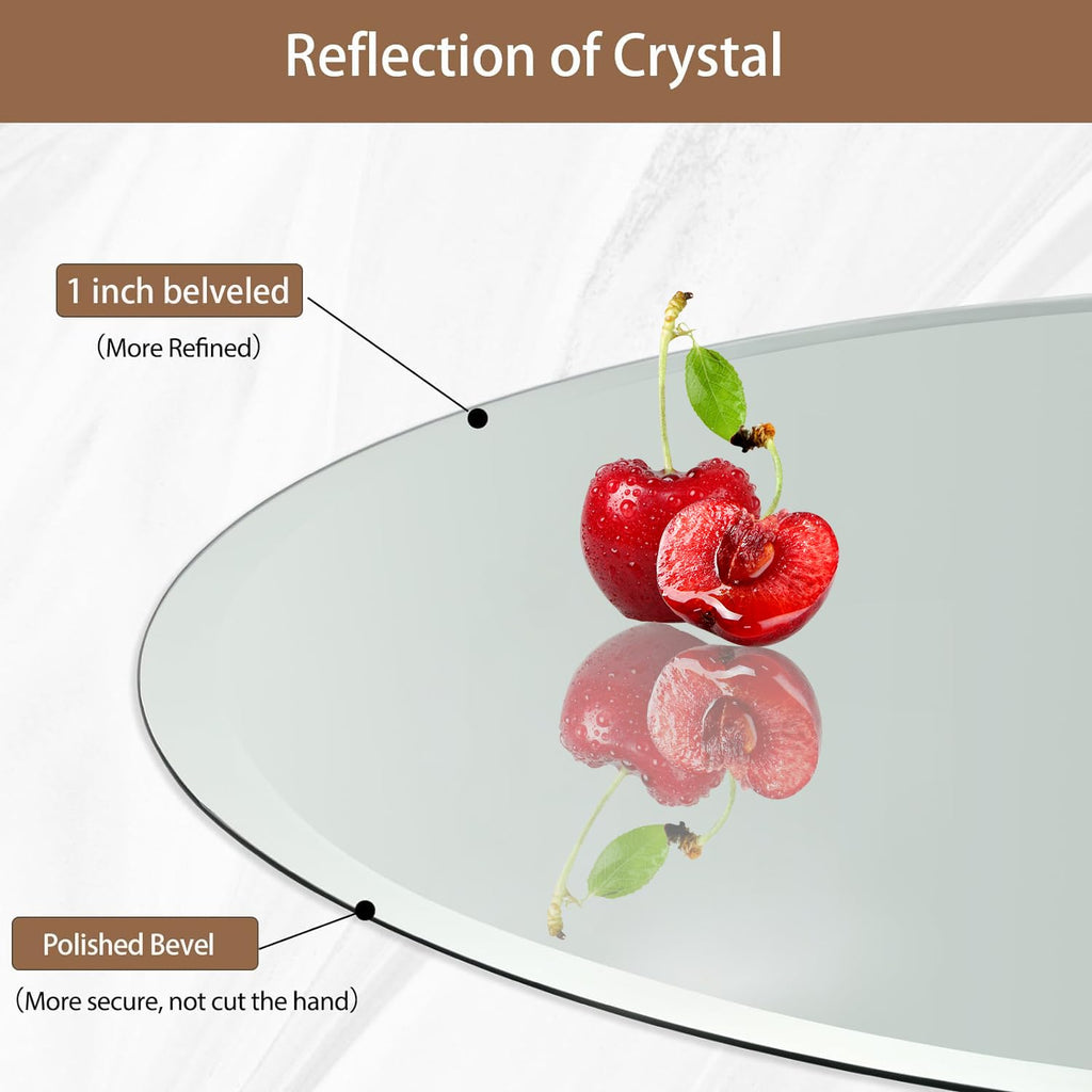28 Inch Round Frameless Bathroom Mirror, Beveled Round Mirror