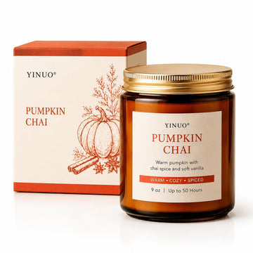 Pumpkin Chai Fall Scented Candle, 9 oz Soy Wax Candle Gift, Autumn Decor