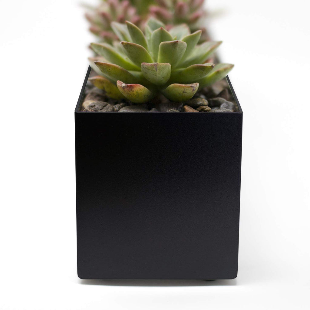 Modern Metal Trough Rectangle Planter 16 inch, Black