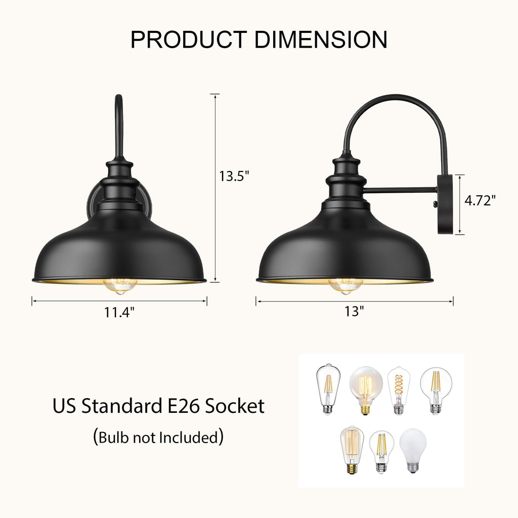 Outdoor Barn Lights, 3 Pack Farmhouse E26 Socket outdoor Lantern Lamp, Weather Resistant Industrial Exterior Wall