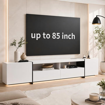Modern 80'' TV Stand for TVs up to 85in, Classic White