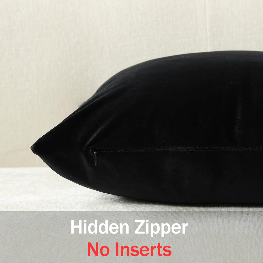 Throw Pillow Covers 20x20 Black: Pack of 2 Cozy Soft Velvet Square Modern Luxury Decorative Throw Pillow Cases for