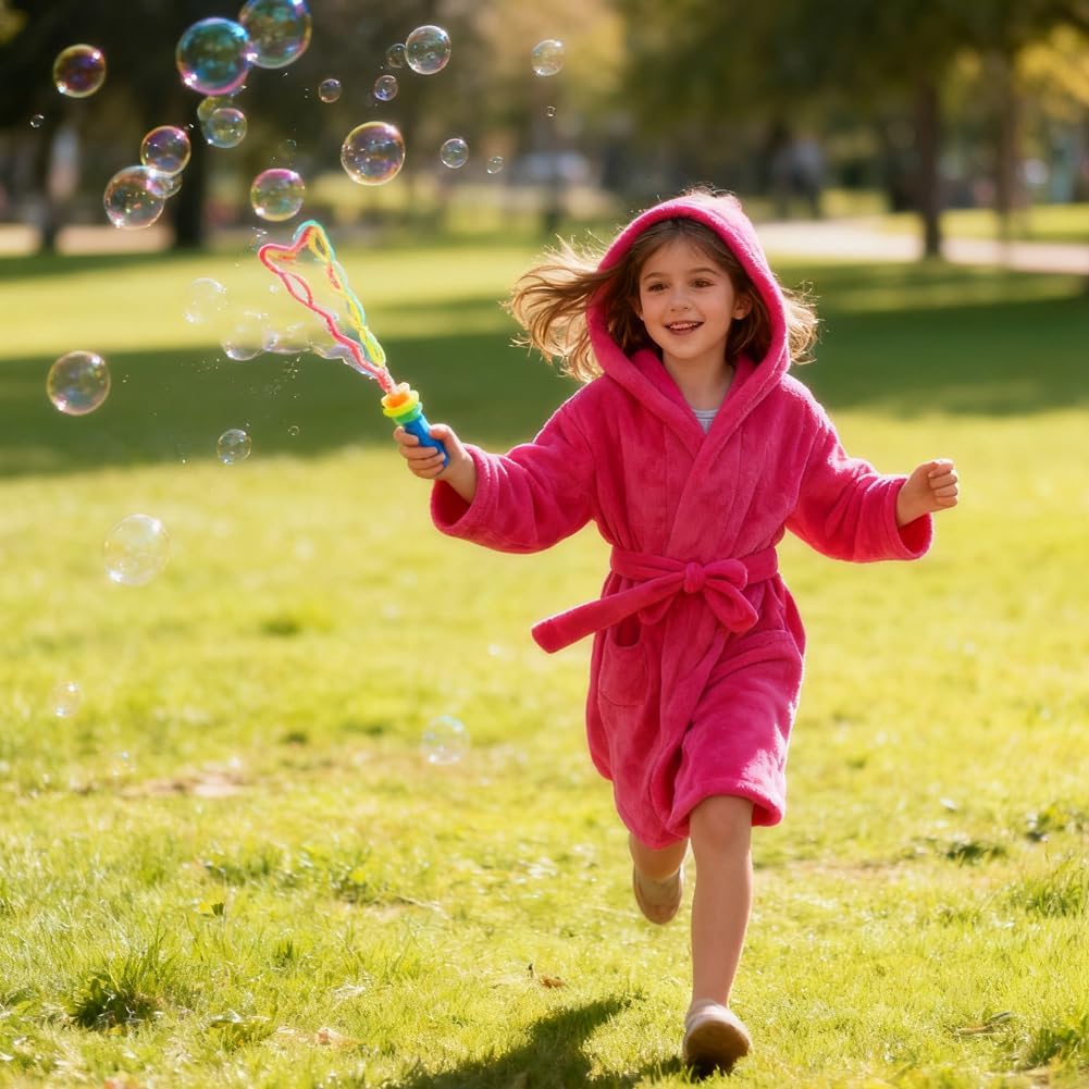 Kids Bathrobe Hooded Plush Fleece Robe for Girls Boys