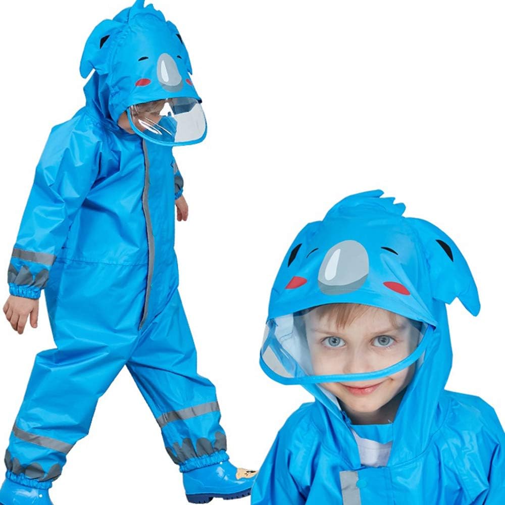 Toddler Rain Suit, Kids Muddy Play Buddies One Piece Hoodie Rain Jacket Coat Poncho Gear Coverall Baby Girl Boy