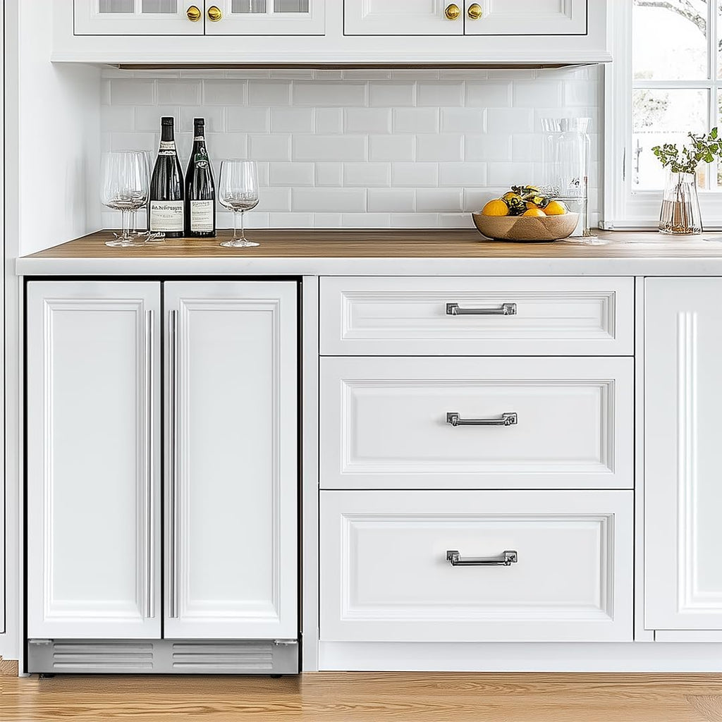 24 Inch Wine and Beverage Refrigerator - Panel Ready Fridge, 60 Can & 20 Bottle 