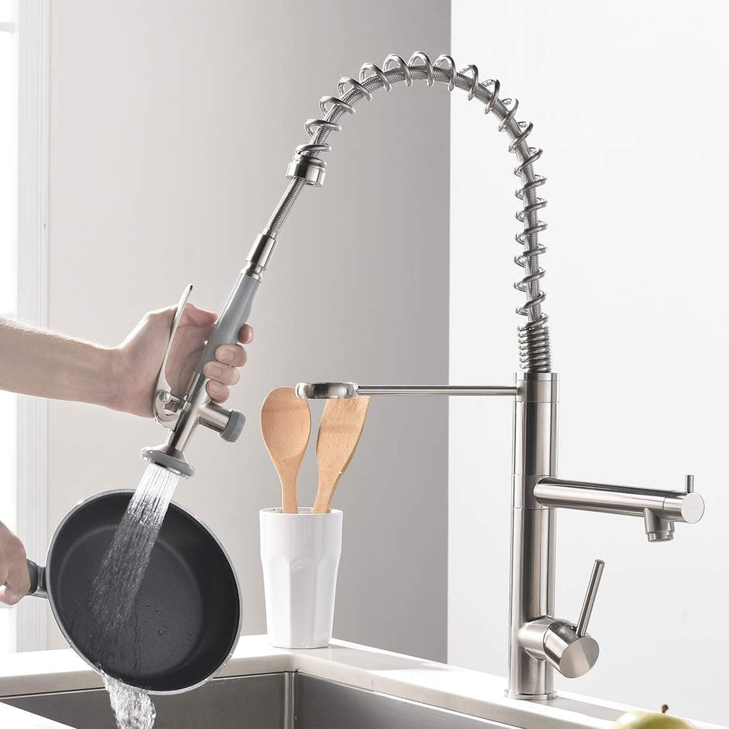 Commercial Kitchen Faucet with Pull Down Sprayer,Single Handle | High Arch Pre-Rinse Spring Kitchen Sink