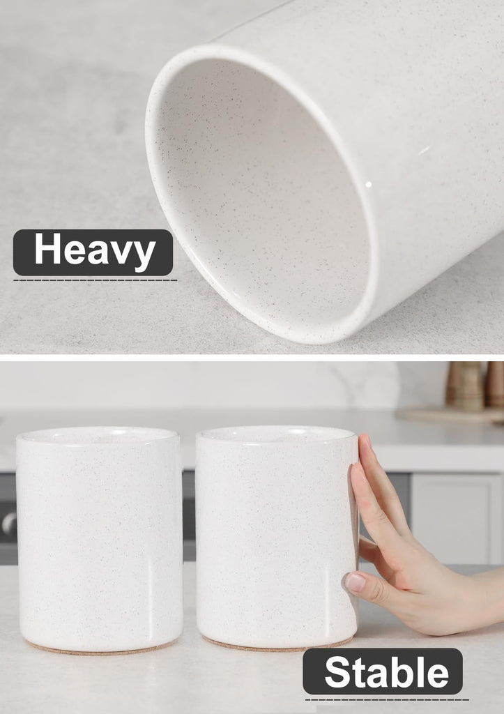 Ceramic Kitchen Utensil Holder for Countertop Organizer 6.4" Sand