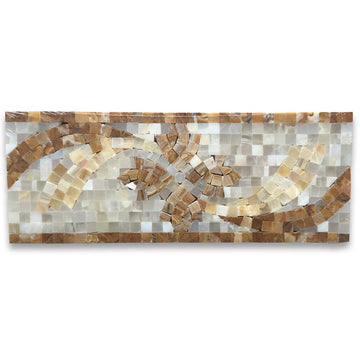 Clover Onyx 4.7x12 Marble Mosaic Border Listello Tile Polished Kitchen Bath Wall Floor Backsplash Shower (1 piece)