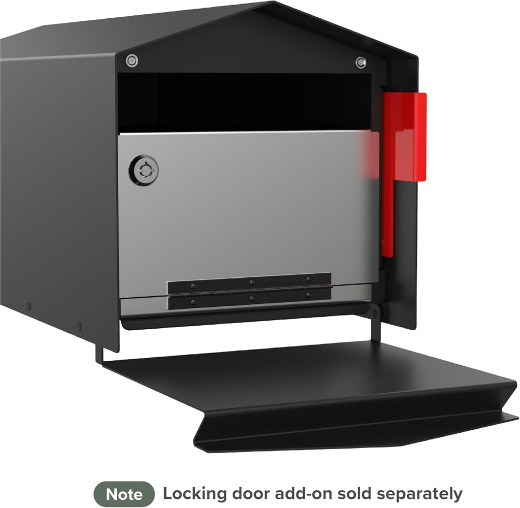 Mailbox | Modern Design Personalized Thompson Roof Top Post Mount Mail Box | 20.5” x 9.2” x 8.5” | Galvanized Steel