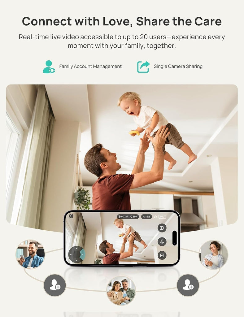 VistaView 5" Smart WiFi Baby Monitor with 2 Cameras, 1080P Display