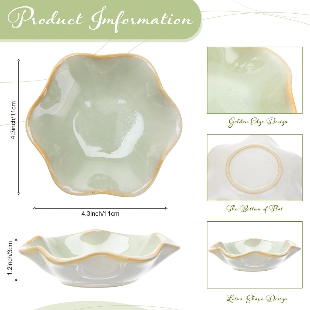 Ceramic Jewelry Dish Bulk Small Trinket Tray, Green - Set of 8