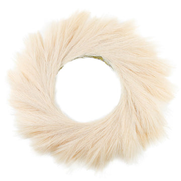 Pampas Grass Wreath 24 Inch Farmhouse Wreath for Front Door Beige