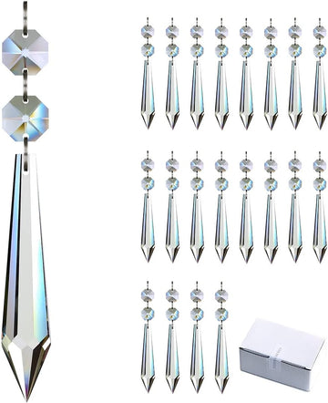 20pcs 76mm Chandelier Crystals Icicle Prisms Replacement Parts - Hanging Crystals Drop Glass Beads for Chandeliers