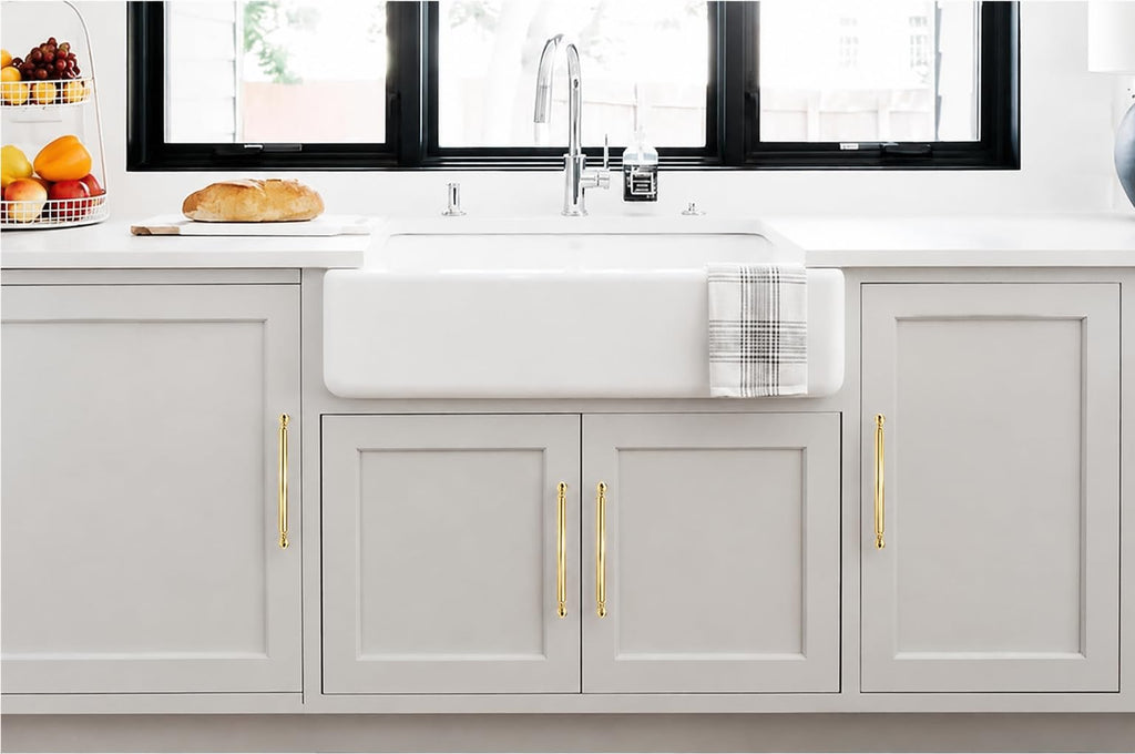 Polished Brass Heavy-Duty Solid Cabinet Pulls, 5 Inch (128mm) Hole Center,Polished Gold Drawer Pulls, Cabinet