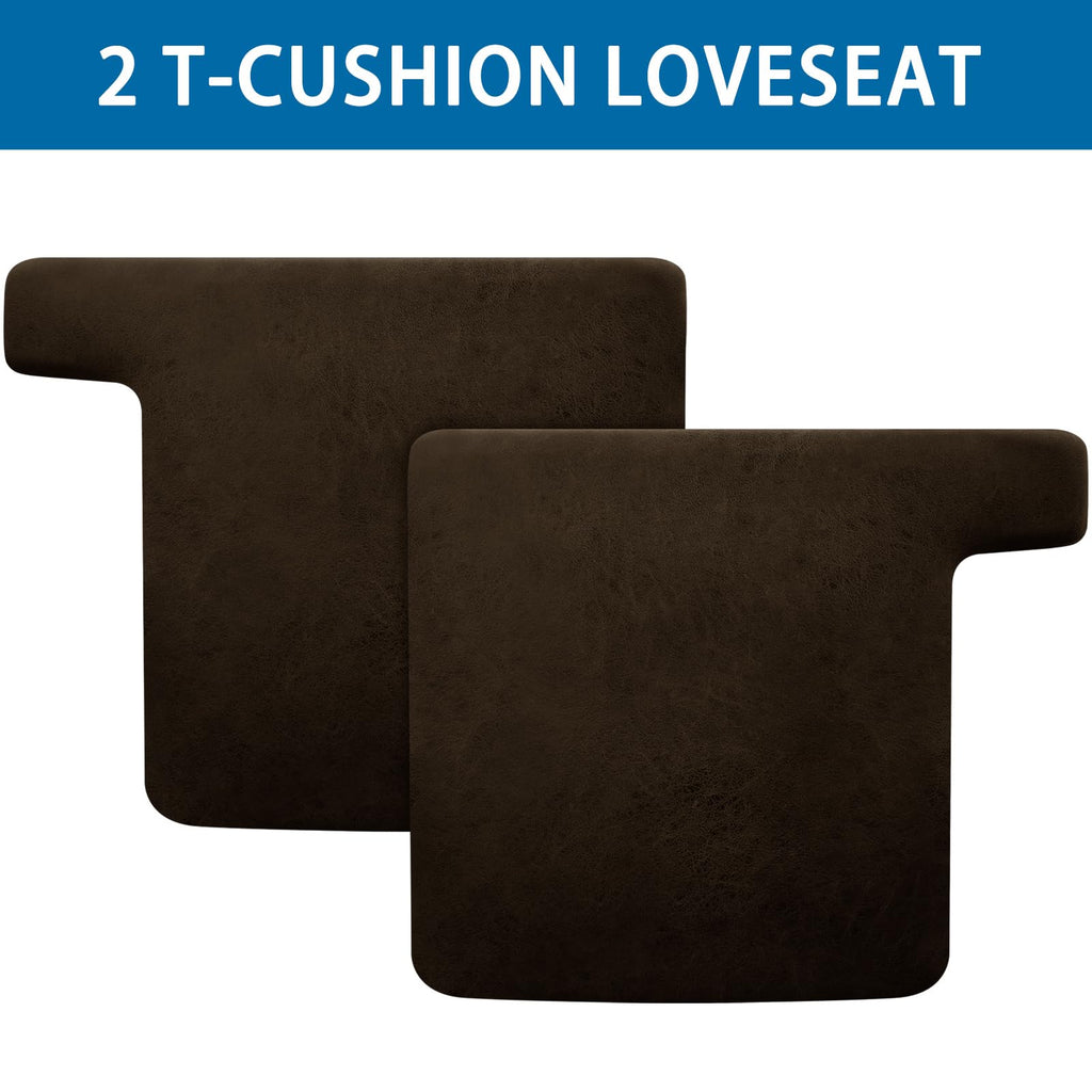 T Cushion Loveseat Sofa Cover Leather-Look 2PC Stretch Sofa Seat Cushion Slipcover Individual Couch Seat Covers with