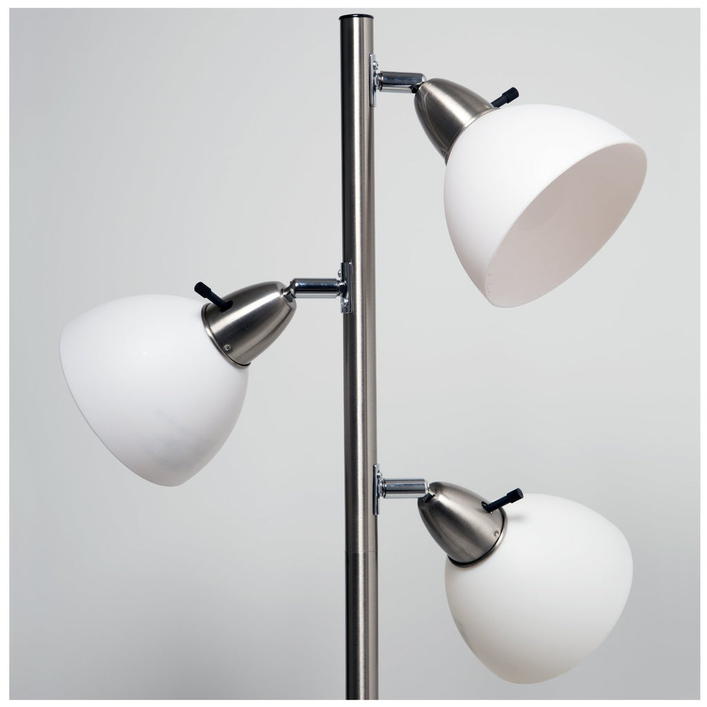Three Lights Tree Lamp, 65", Satin Nickel