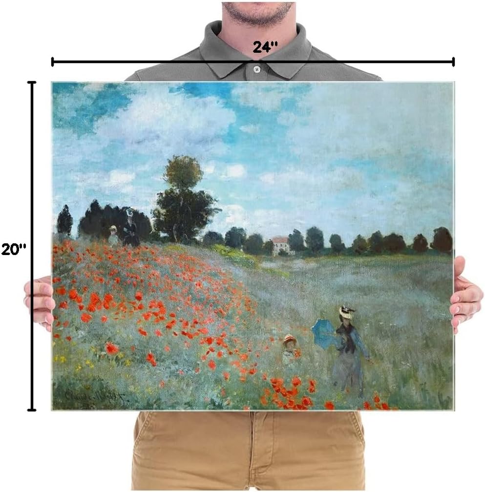 The Poppy Field Near Argenteuil Canvas Prints Wall Art of Claude Monet Famous Oil Paintings Reproduction Classic