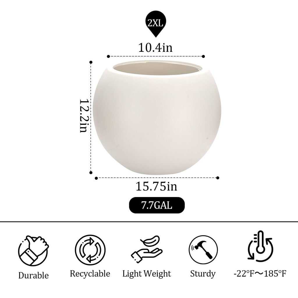 Large Round Planter, Planters for Indoor Plants & Outdoor, Durable Plastic Material Sphere Planter with Drainage Hole &