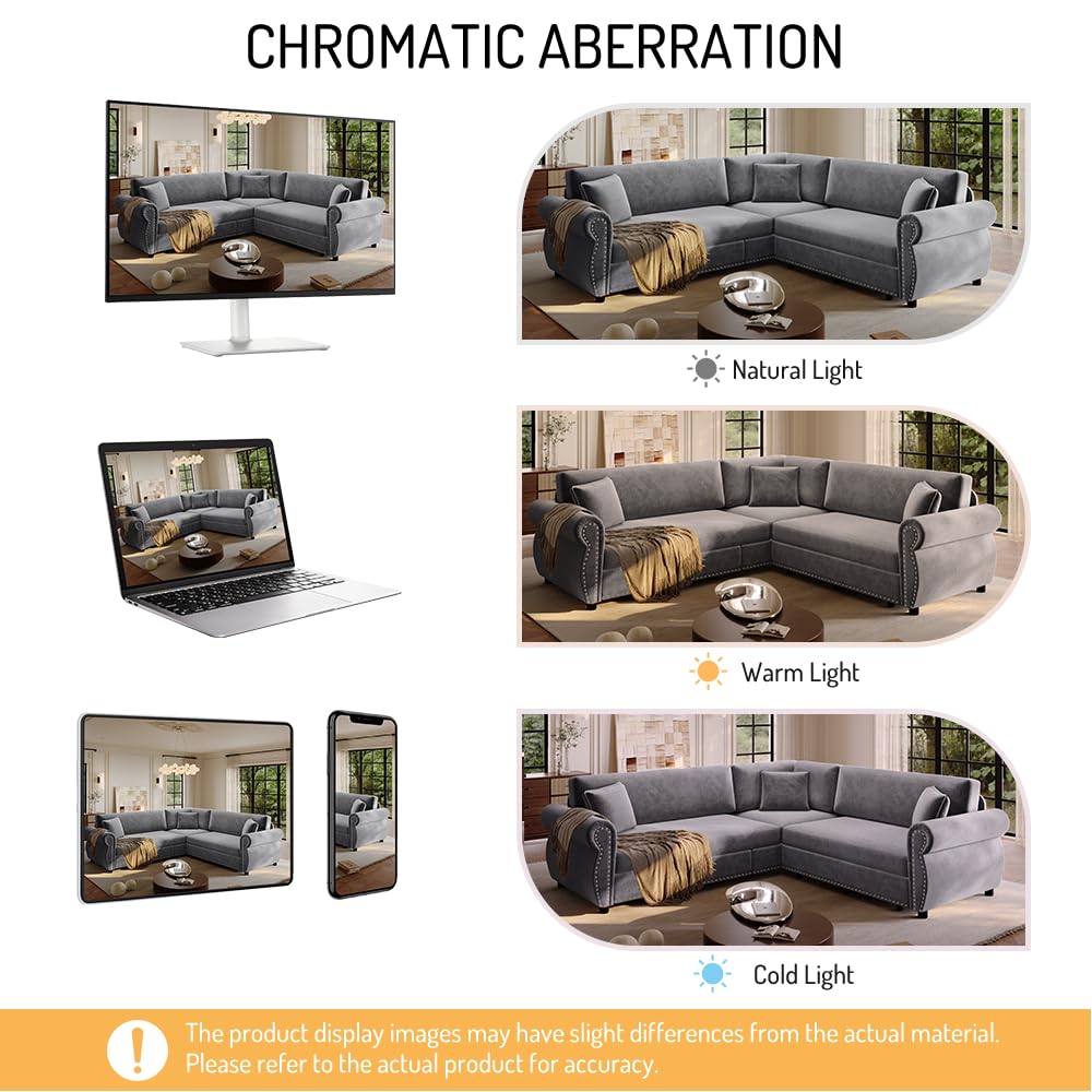88.2" Chenille Sleeper Sofa Bed, Sectional Couches /Apartment, L Shaped Couch with Pull Out Couch Bed, Convertible