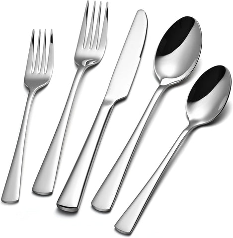 Silverware Set for 8, 40-Piece Forged 18/10 Stainless Steel Flatware Set, Mirror Finish Cutlery Set Dishwasher Safe