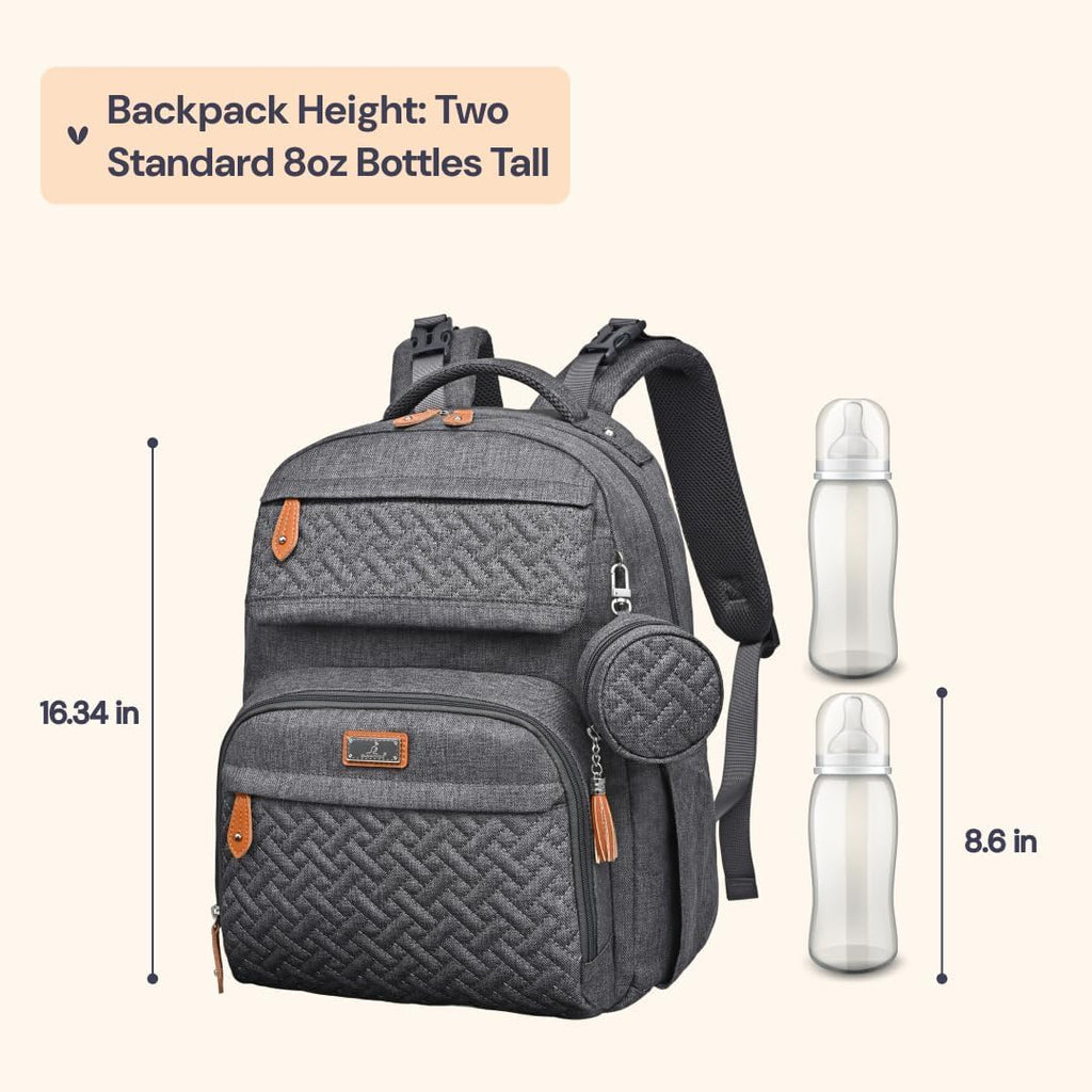 Leather Diaper Bag Backpack - Baby Essentials Travel Baby Bag, Multi function, Water Resistant, with Changing Pad