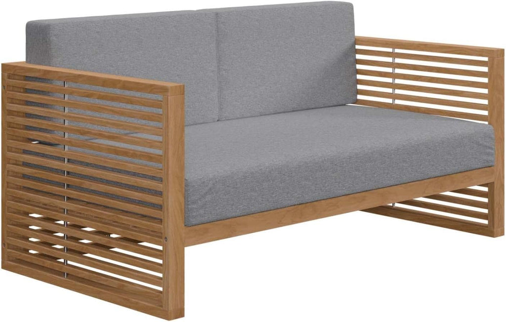 Carlsbad 3-Piece Teak Wood Outdoor Patio Set in Natural and Gray